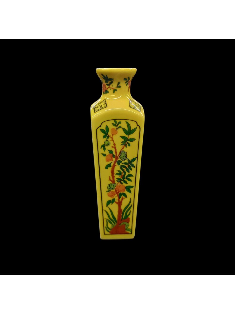 Vtg Franklin Mint Mini Vase Treasures of the Imperial Dynasties Yellow Floral